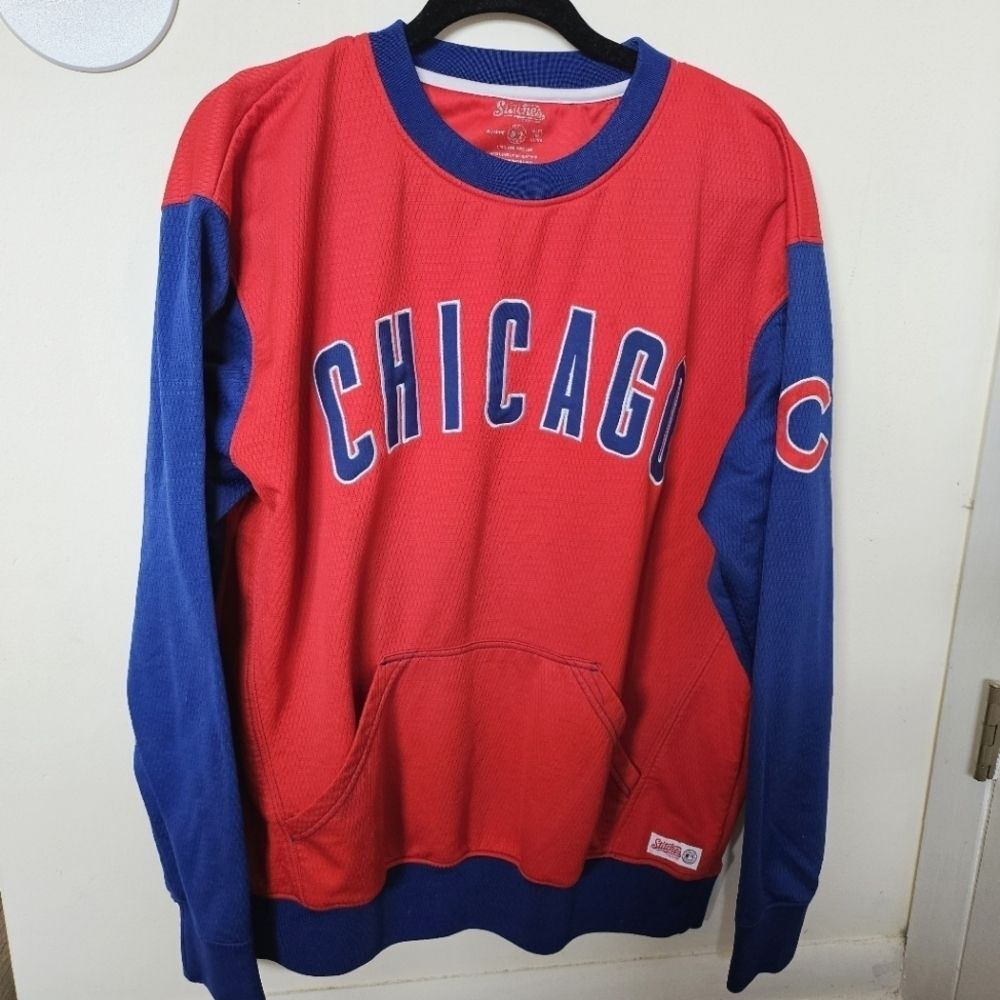 VGUC Chicago Cubs Stitches Pullover Kangaroo Pocket Red Blue Women Xlarge